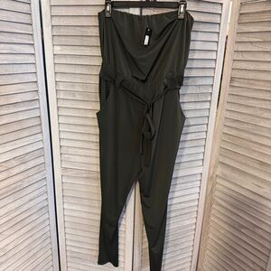 Fashion Nova "Let Your Guard Down" Jumpsuit - Olive Green (Size Large)